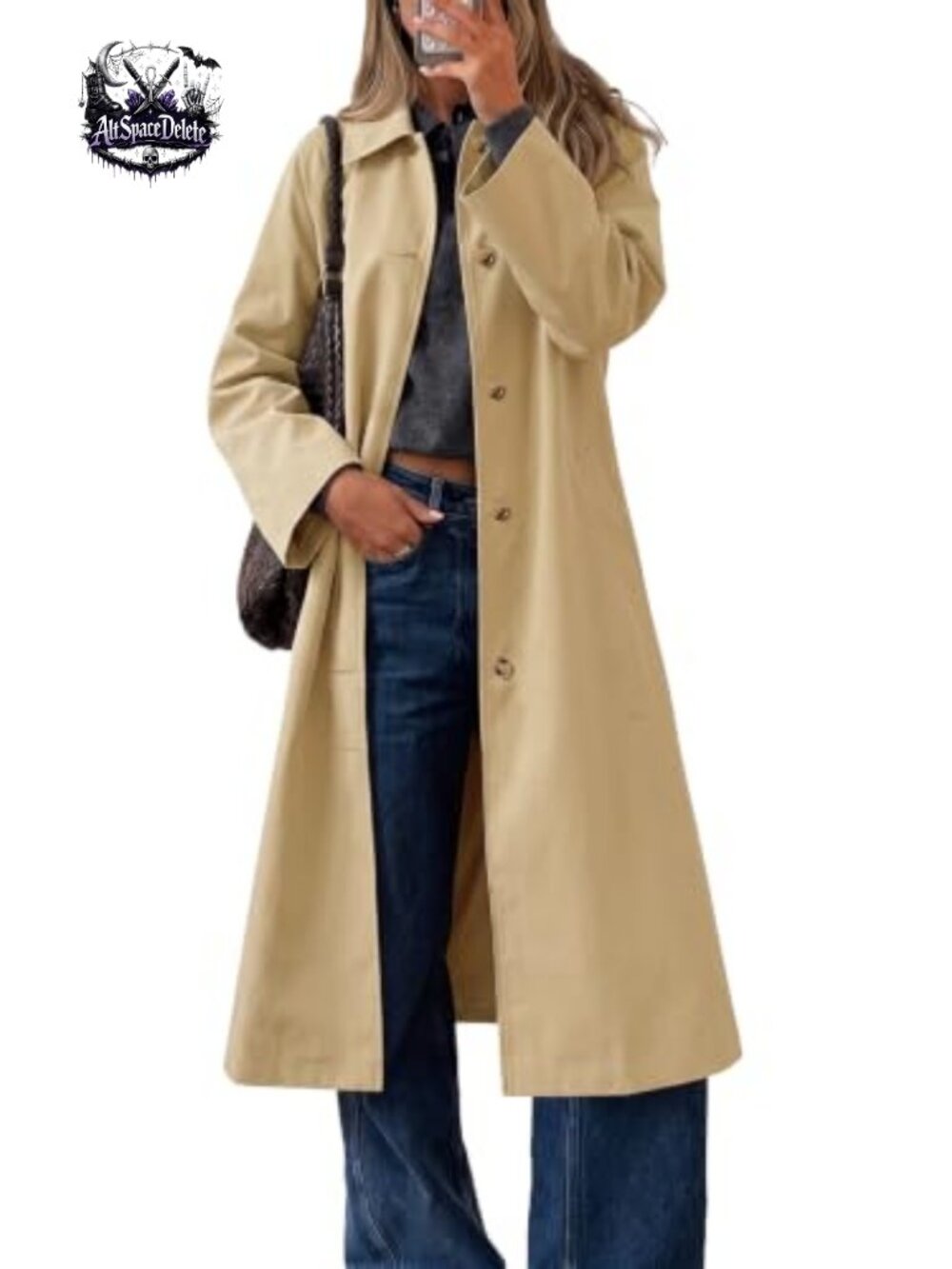 Plaid Trench Coat Fall Lapel Single Breasted Long Jacket